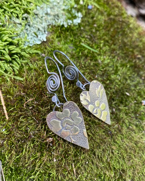 Image of Love Spiral Earrings - Mixed Metals - Floral