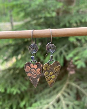 Image of Love Spiral Earrings - Mixed Metals - Floral
