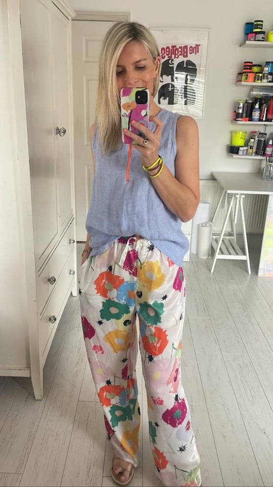 Image of White floral trousers
