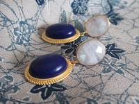 Image 1 of Kate Middleton Princess of Wales Inspire Replikate Double Oval Lapis & Moonstone Earrings