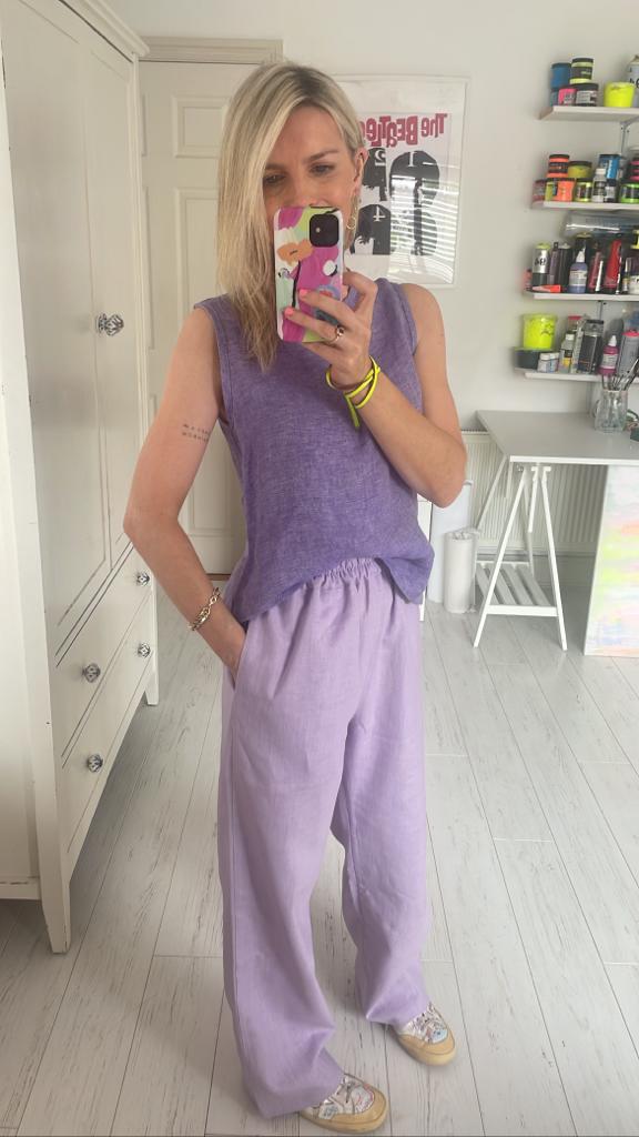 Image of Lilac linen trousers