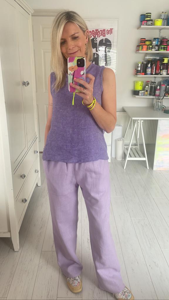 Image of Lilac linen trousers