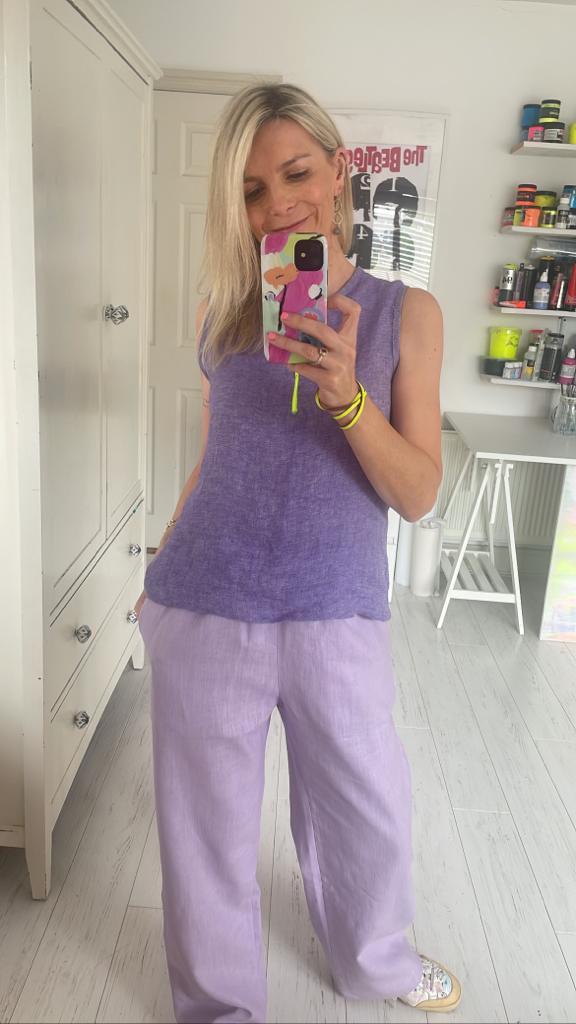 Image of Lilac linen trousers