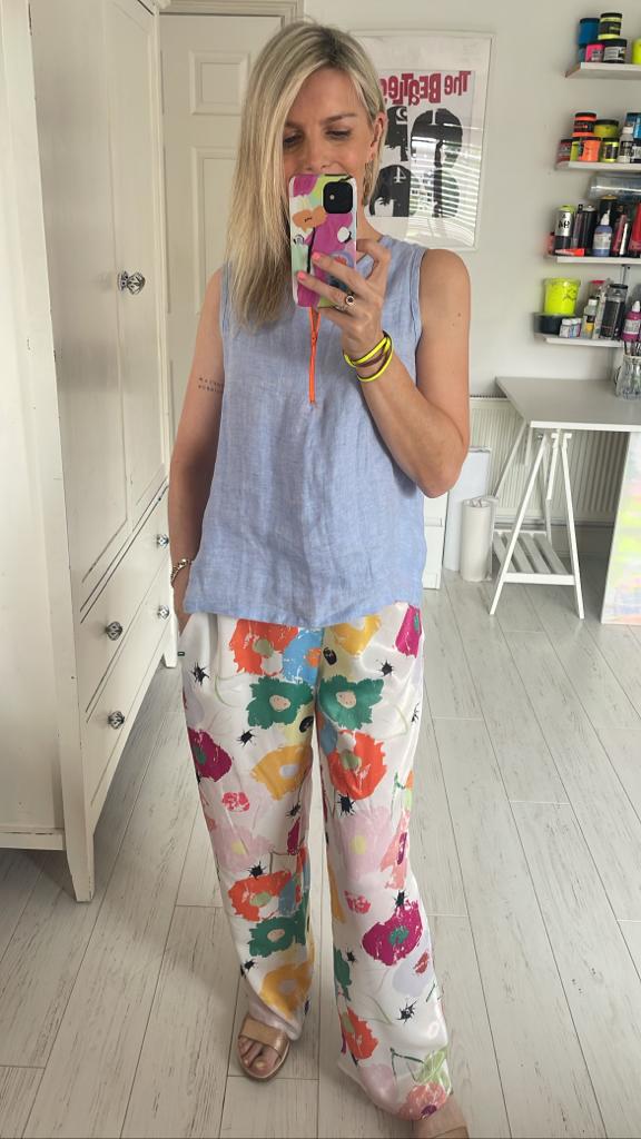 Image of White floral trousers