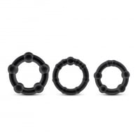 Stay Hard - Beaded Cock Rings 3 Pack Black