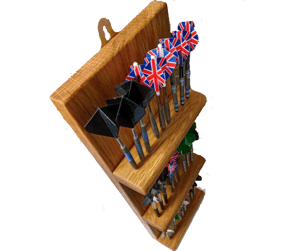 Image of Solid Oak Dart Holder Holds 9 Sets of Darts Handcrafted in UK