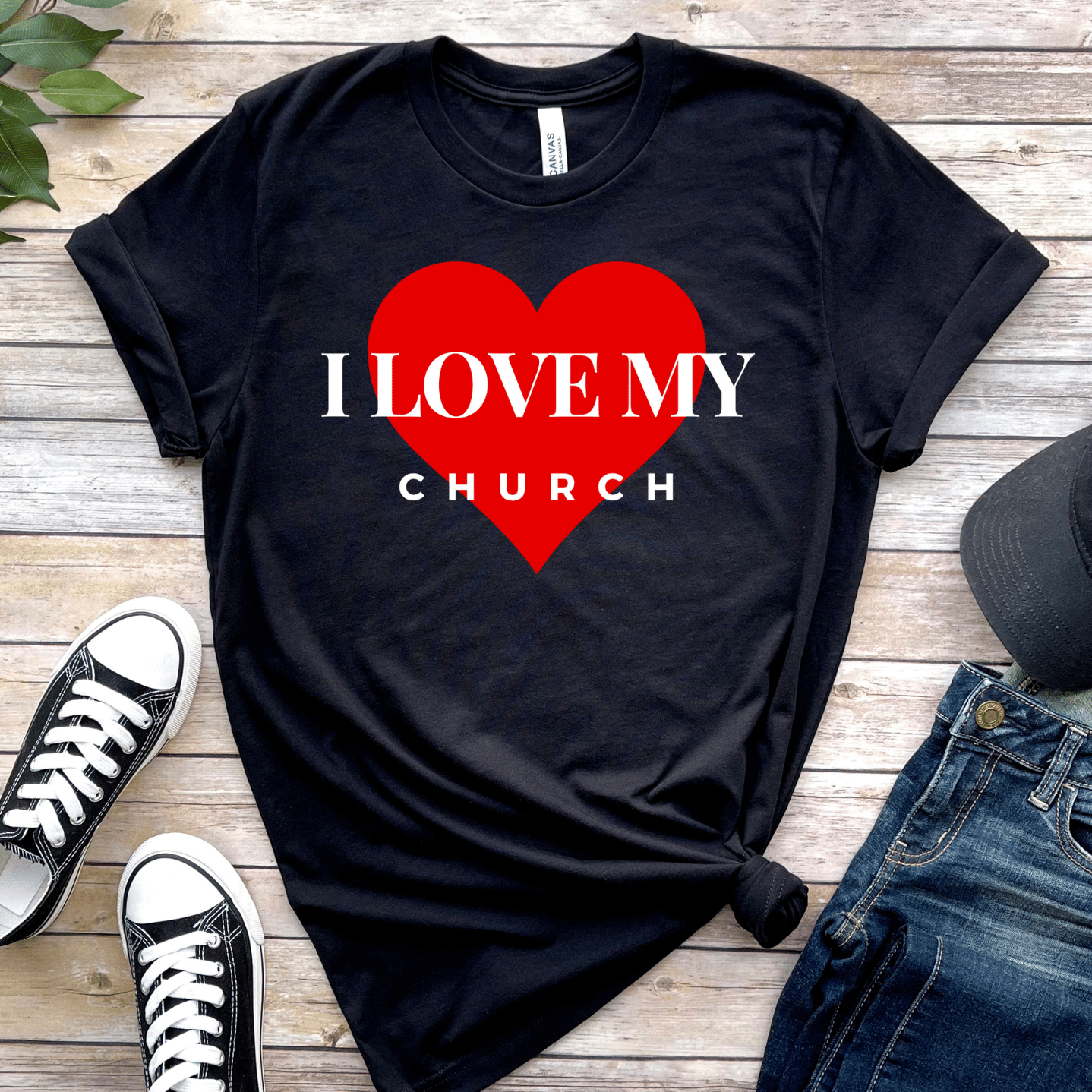 Image of "I LOVE MY CHURCH" Men's Faith-Based Black T-shirt
