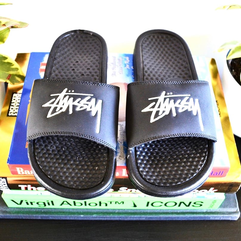 Image of 2020 Nike Air X Stussy Spell Out Benassi Slides Sz.6 (Used)