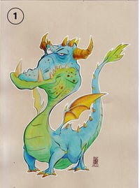 Image 1 of Dragon Watercolor Illustration - Series 1
