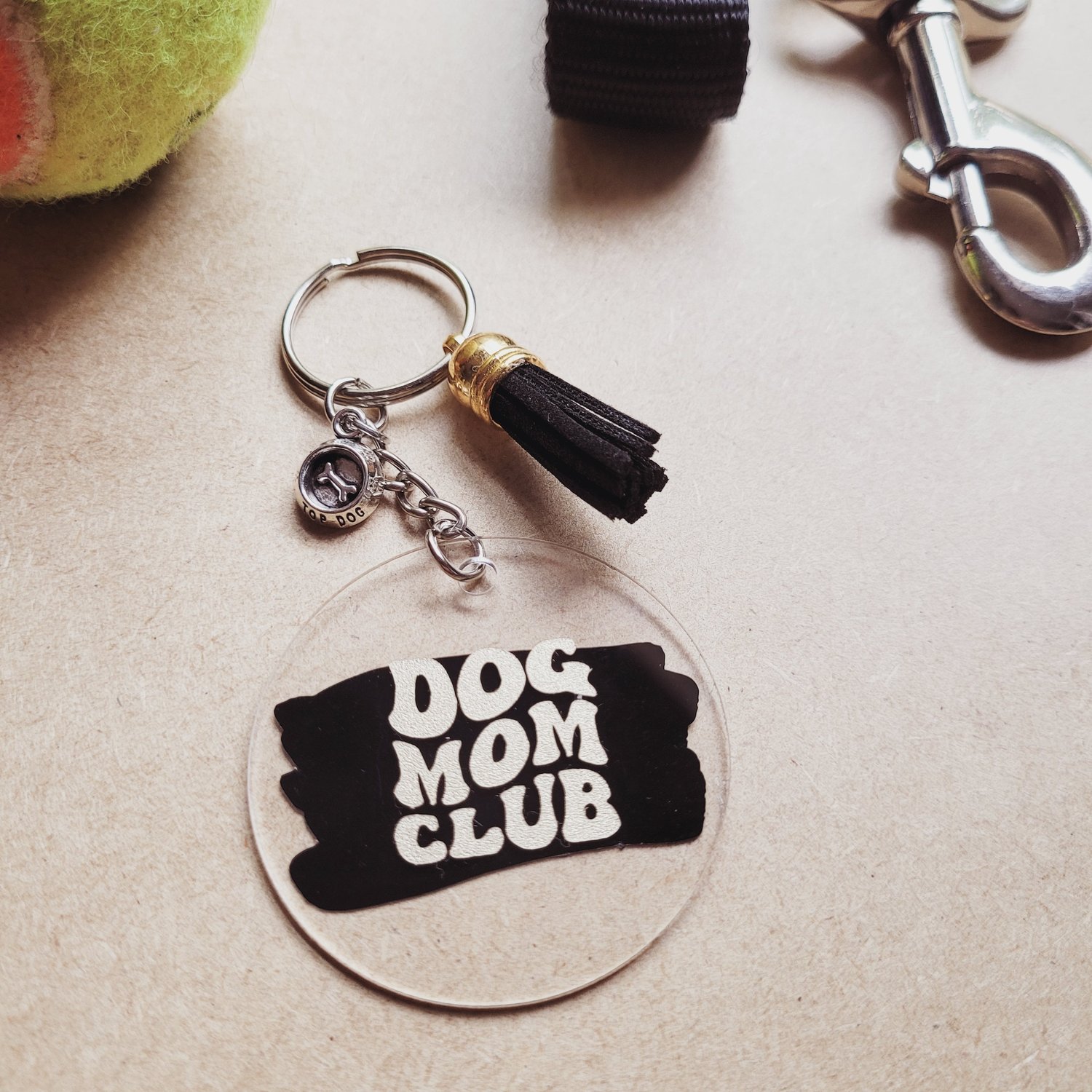 Image of Dog Mom Keychains with Tassel and Charm