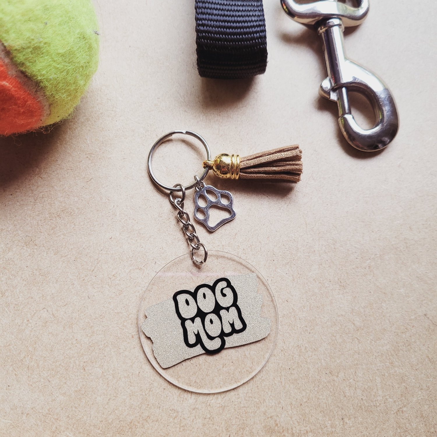 Image of Dog Mom Keychains with Tassel and Charm