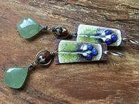 Image 1 of Floral enamel and gemstones earrings 