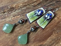 Image 2 of Floral enamel and gemstones earrings 