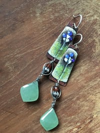 Image 3 of Floral enamel and gemstones earrings 