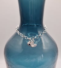 Image 1 of Gemstone and Letter Charm Silver Bracelet