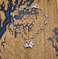 Image 2 of Gemstone and Letter Charm Silver Bracelet