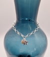 Gemstone and Letter Charm Silver Bracelet