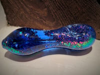 Image 3 of Trippy Moon Glitter Glass Pipe, Freezable Smoking Glass Bowl