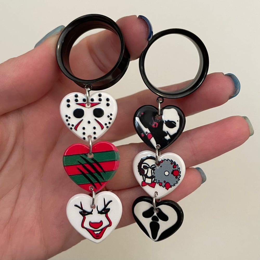 Image of Horror Heart Tunnel Dangles (sizes 2g-2”)