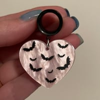 Pink Marble Heart Bat Tunnel Dangles (sizes 4g-2”)