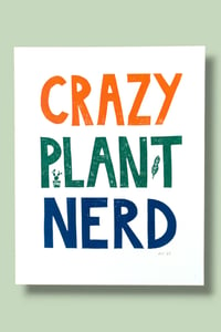 Image 2 of Crazy Plant Nerd Original Linocut
