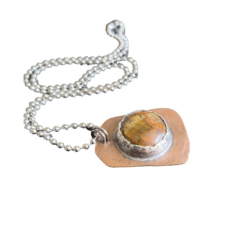 Tigers Eye Dog Tag Pendant