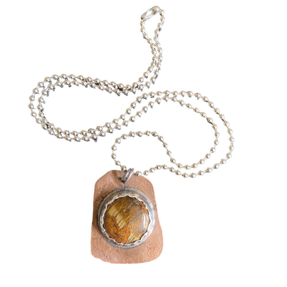 Tigers Eye Dog Tag Pendant