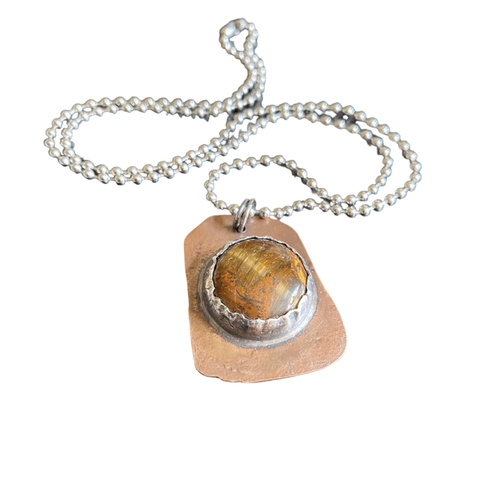 Tigers Eye Dog Tag Pendant