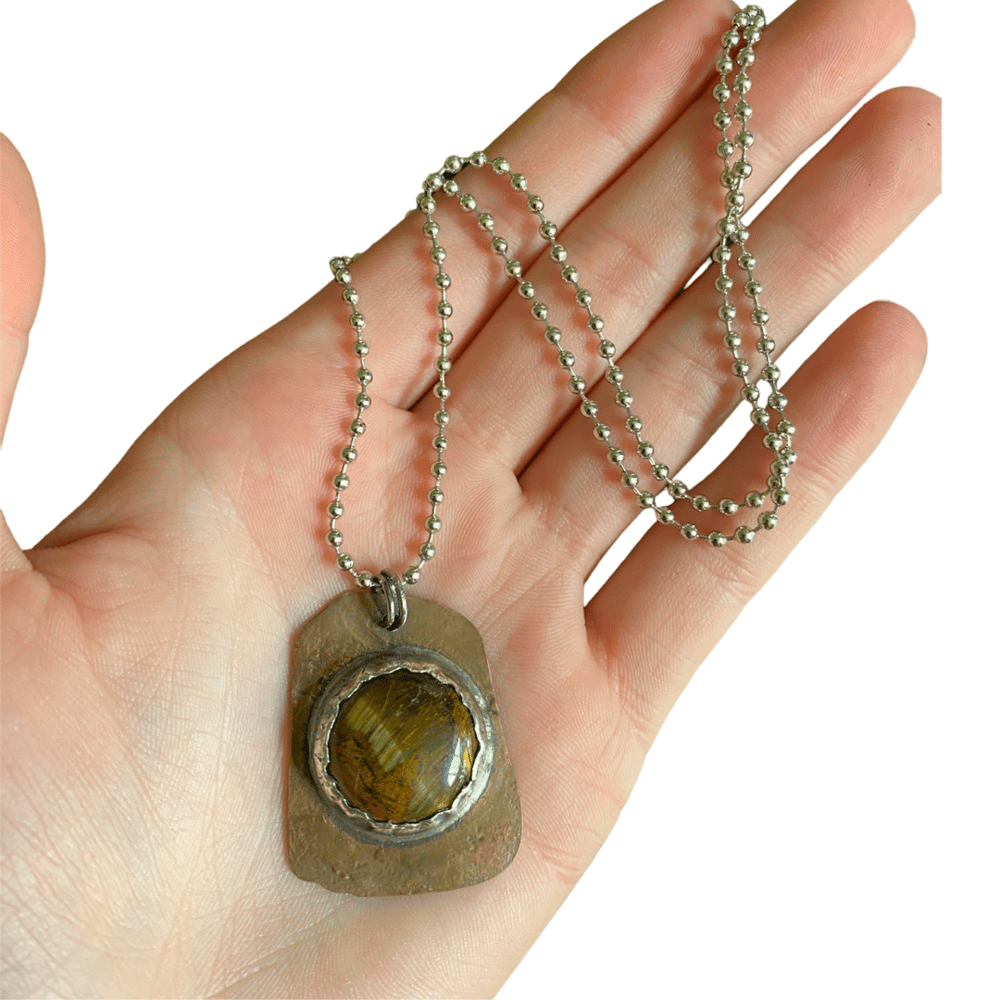 Tigers Eye Dog Tag Pendant