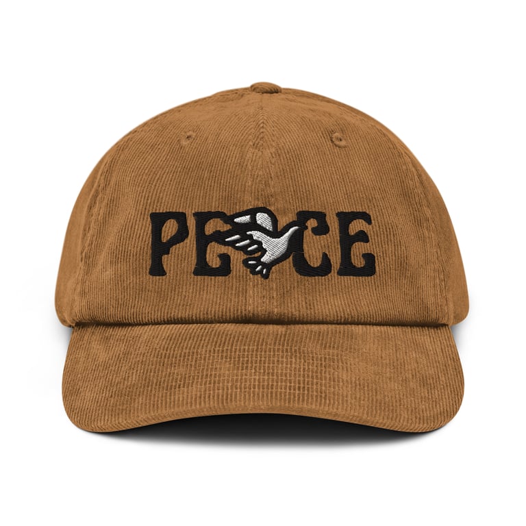 PEACE Embroidered Corduroy Hat Image 4