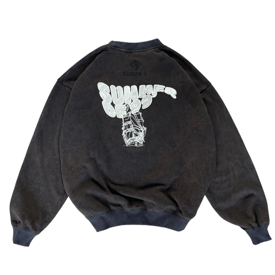 Image of Summer of 99' old washed Boxyfit  crewneck - black