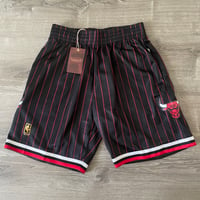 Image 1 of Mitchell & Ness Chicago Bulls Black and Red  Basketball Short