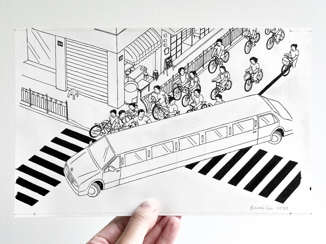 Image of Limo original ink drawing