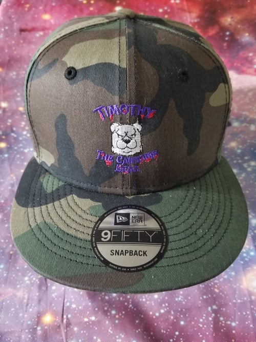 Image of Cannabis bear  snapback hat comes in two colors black, Gray