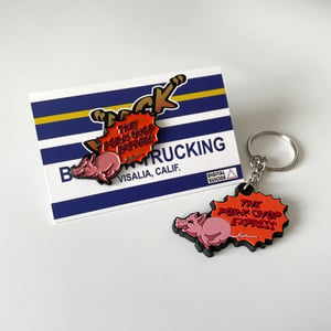 Pork Chop Express pin badge and keyring discounted double-pack - RESTOCK PENDING