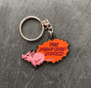 Pork Chop Express pin badge and keyring discounted double-pack - RESTOCK PENDING