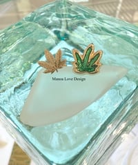 Image 1 of 14k marijuana stud earrings 