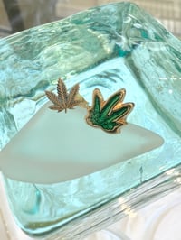 Image 2 of 14k marijuana stud earrings 
