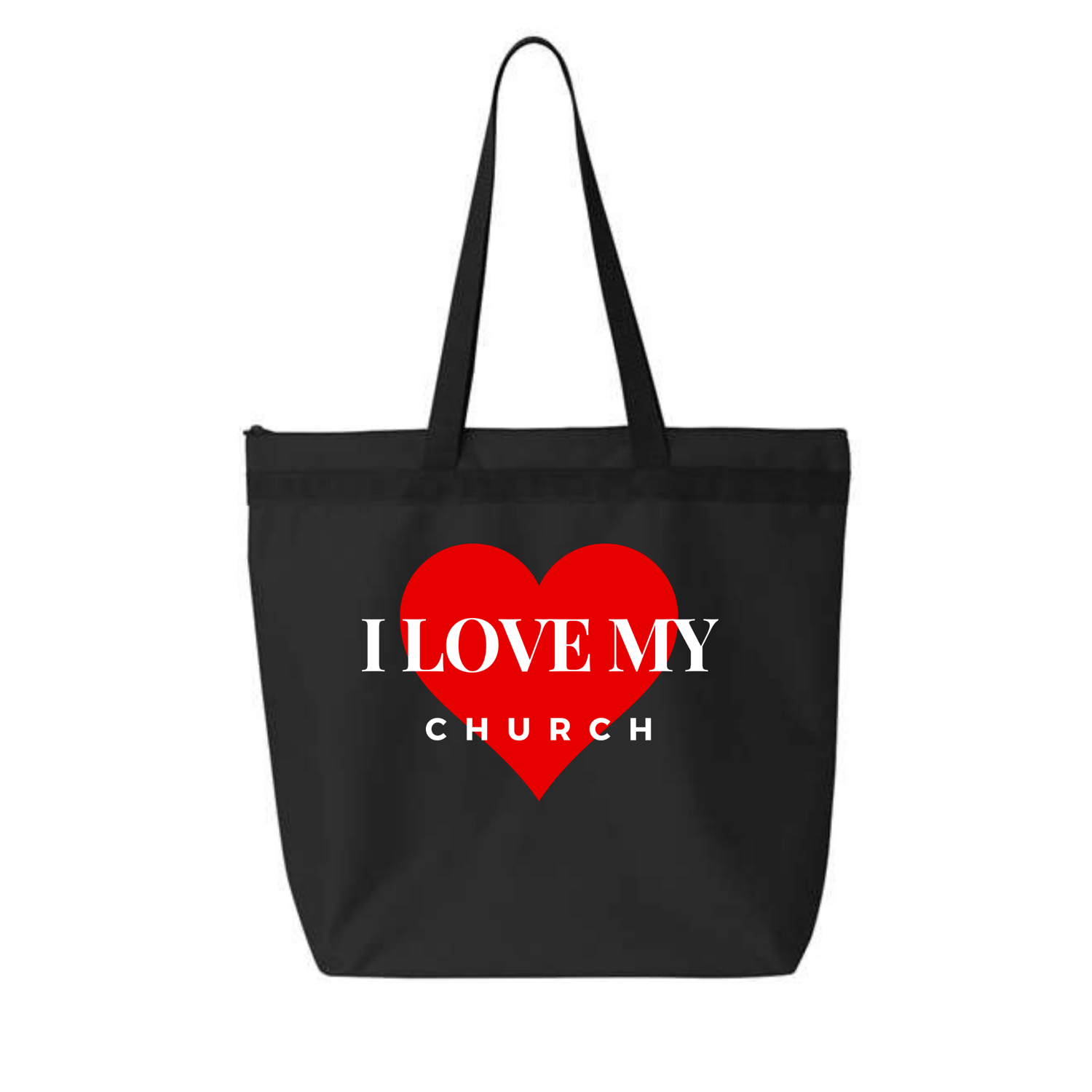 Image of Black I LOVE MY CHURCH Sunday Tote Bag