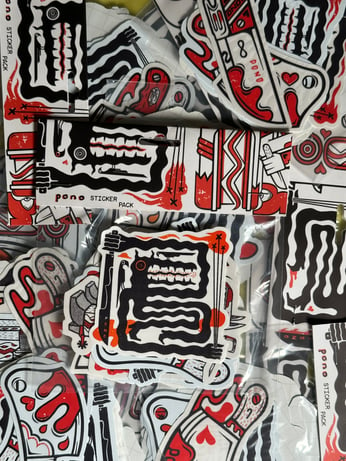 Pono 2023 RED BLACK Sticker Pack ponopinto