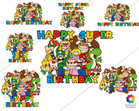 HAPPY BIRTHDAY PNG Transparent Logo Super Mario Inspired - Printable - kids decorations