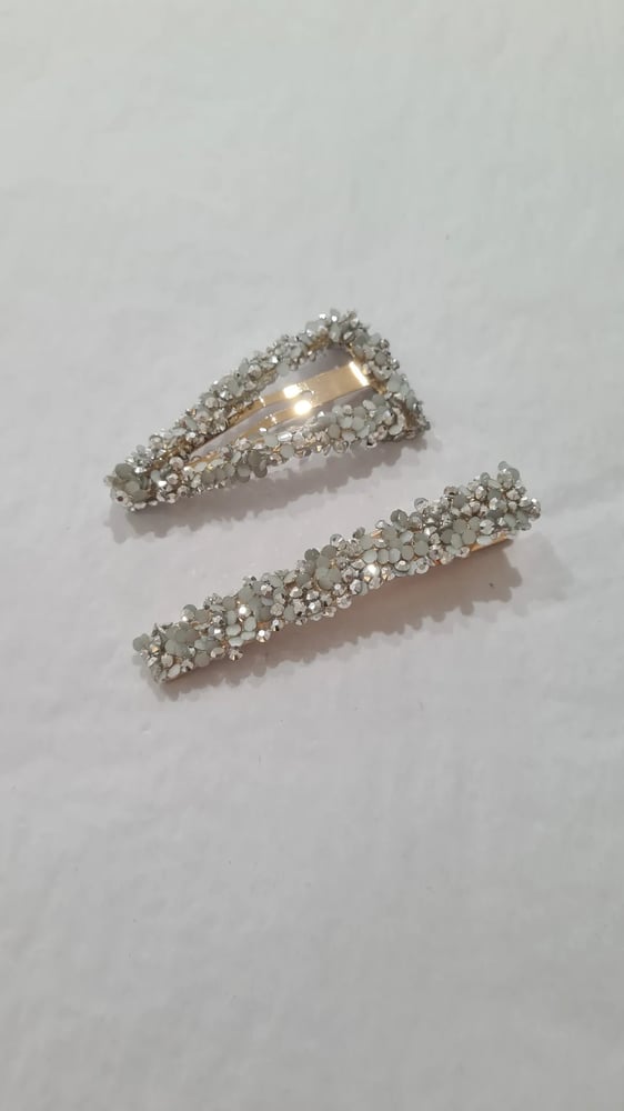 Image of Silver Frost Hair Clips. 