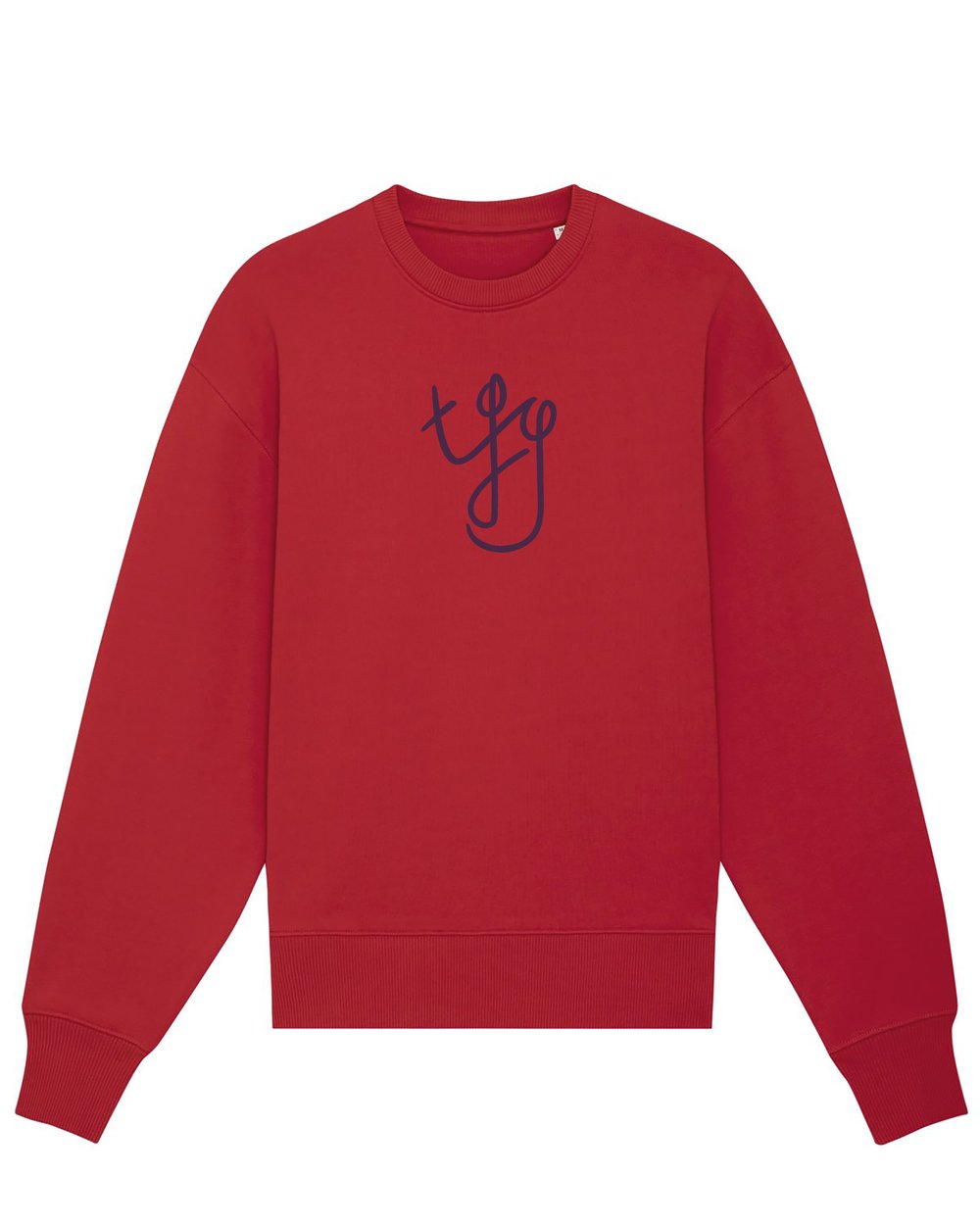 Image of Red jumper blue embroidered logo