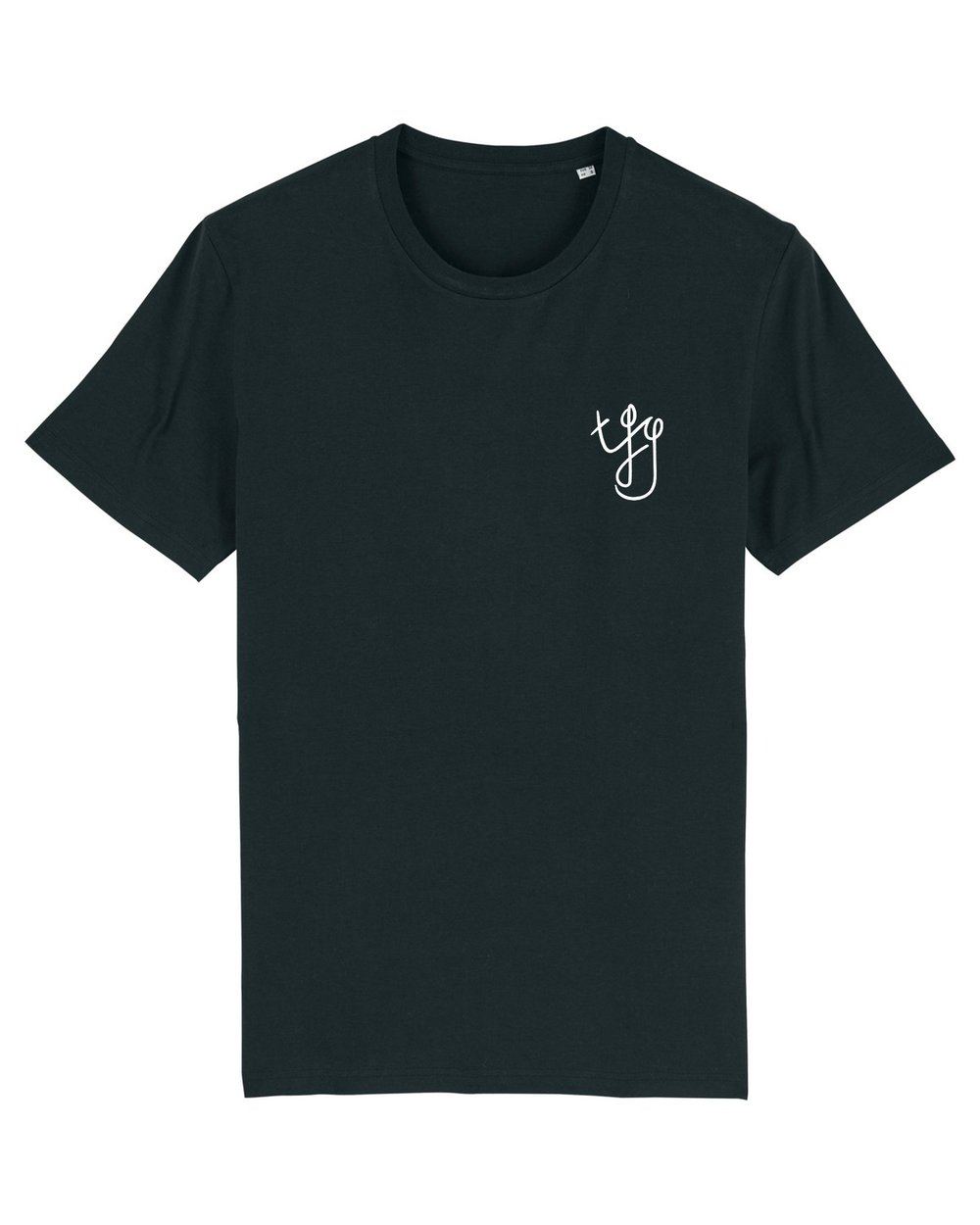 Image of Black t-shirt white embroidered logo