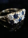 Edwardian 18ct yellow gold old cut diamond natural sapphire boat stacking ring