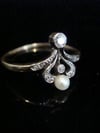 FRENCH EDWARDIAN 18CT YELLOW GOLD NATURAL PEARL OLD CUT DIAMOND RING