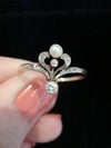 FRENCH EDWARDIAN 18CT YELLOW GOLD NATURAL PEARL OLD CUT DIAMOND RING