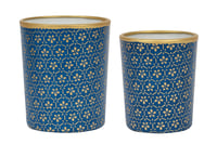 Tealight holders, set * Tiles * Royal blue