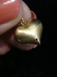 Image 2 of Victorian high carat 15ct yellow gold turquoise and pearl heart puff pendant