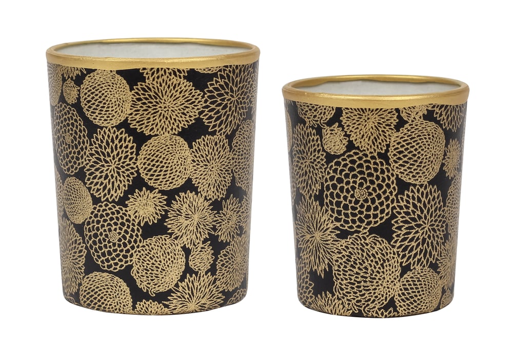 Image of Candle holders * Golden chrysanthemum * Black